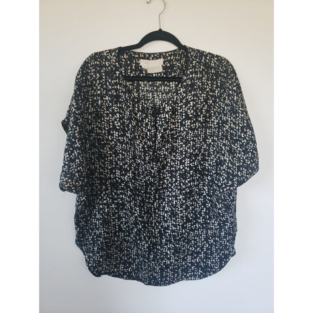 Flora Kung II Women Silk Black/White Artsy Asian Style Button Pullover Blouse 16